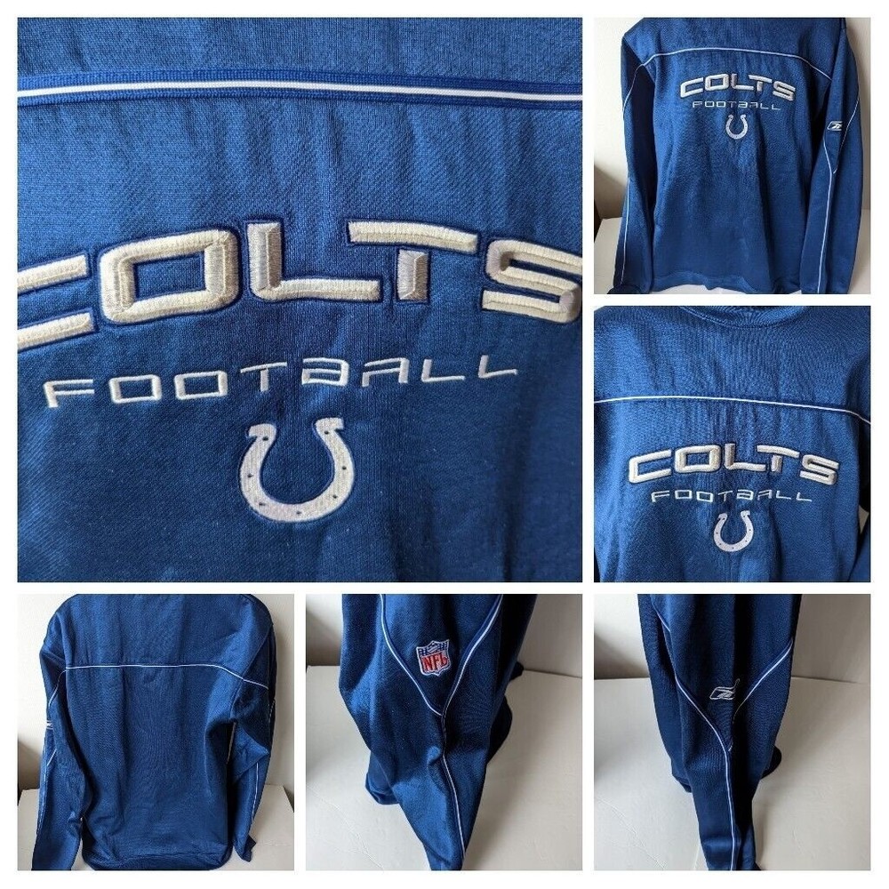 Reebok NFL Lucky Team Colts Mens XL Heavy Sweatshirt Jacket Lined Fleece Jersey